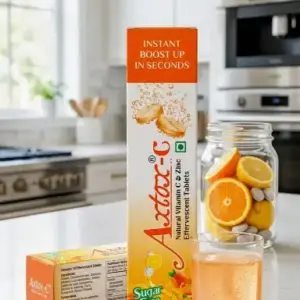 Axtox-C Natural Vitamin C & Zinc Effervescent Tablets | Sugar-Free Orange Flavour