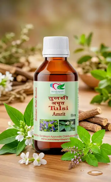 Sandeepni Tulsi Amrit Syrup – Traditional Ayurvedic Relief for Cough & Cold